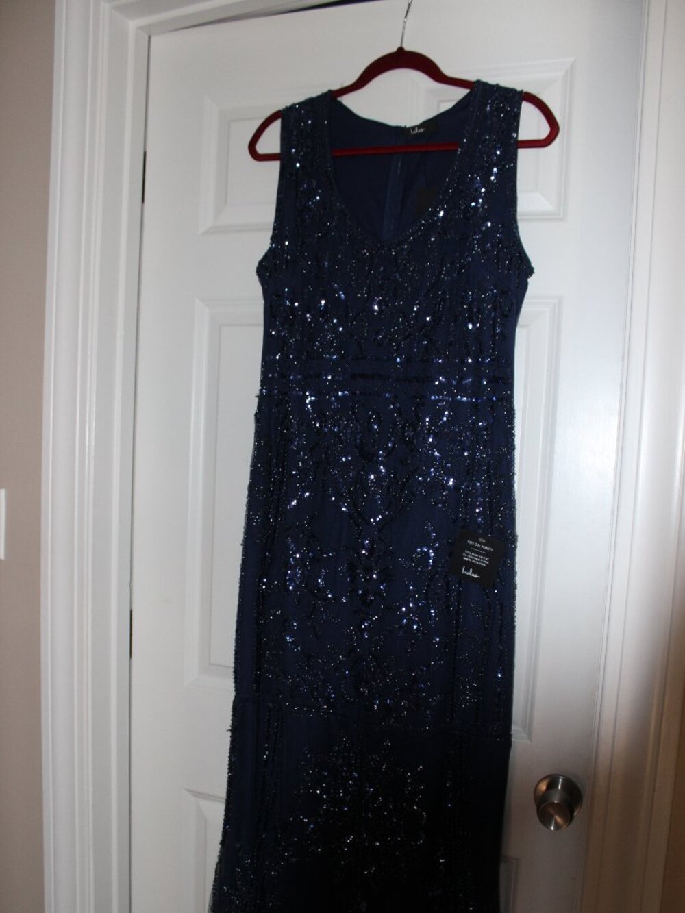 Lulus Dramatic Entrance Navy Blue Sequin Maxi Dress